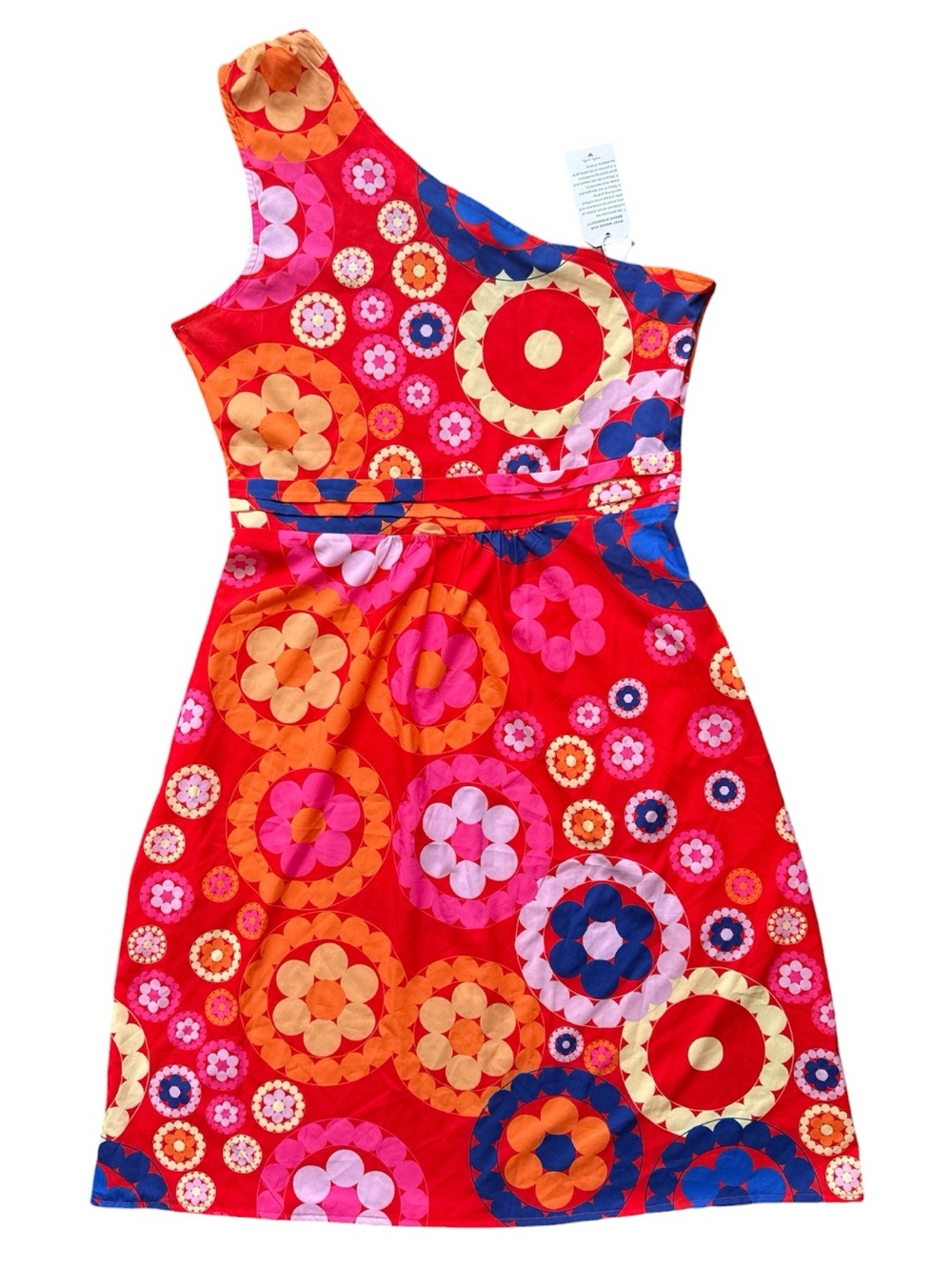 FREE PEOPLE Boutique One Shoulder Bright Flower Power Dress NWT L 12 14 tb1010
